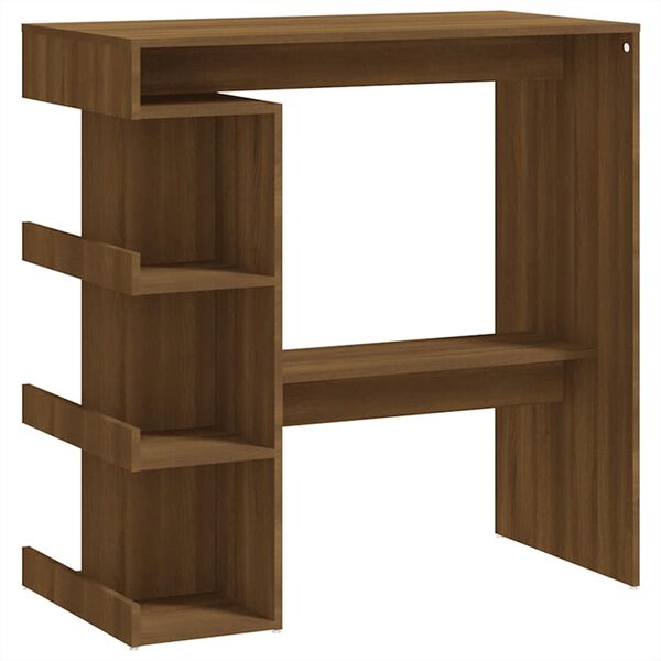 vidaXL Bartisch mit Regal Braun Eiche 100x50x101,5cm Holzwerkstoff