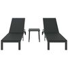 vidaXL Sonnenliege 2-Person 3 pcs Schwarz Poly-Rattan