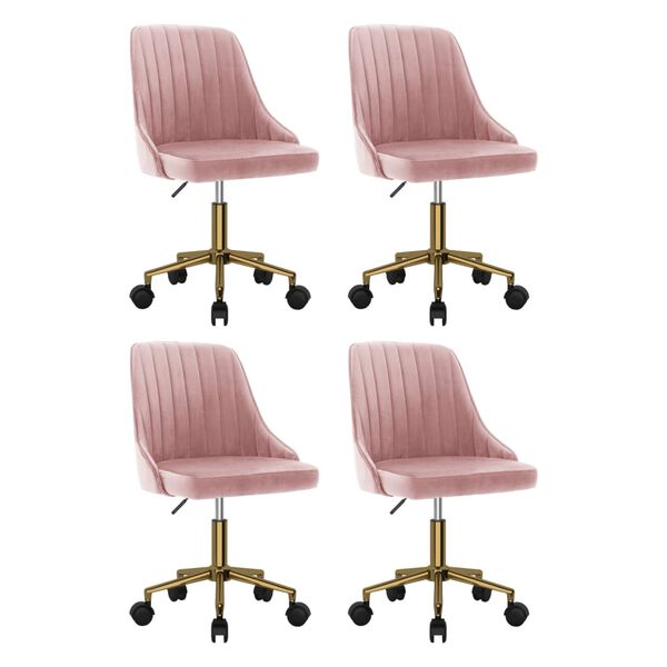 vidaXL Esszimmerst&uuml;hle 4 Stk. Drehbar Rosa Samt