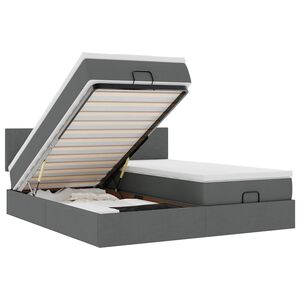 vidaXL Ottoman-Bett mit Matratzen & LEDs Dunkelgrau 200x200 cm Stoff