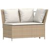 vidaXL 4-tlg. Garten-Sofagarnitur mit Kissen L-Form Beige Poly Rattan