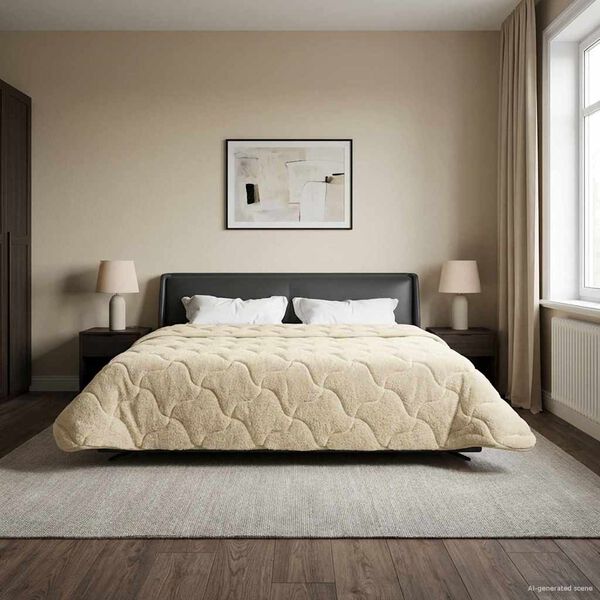 vidaXL Ganzjahresbettdecke Gepolstert Creme 220 x 240 cm