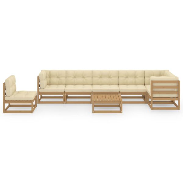 vidaXL 8-tlg. Garten-Lounge-Set mit Kissen Massivholz Kiefer