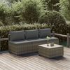 vidaXL 4-tlg. Garten-Lounge-Set mit Kissen Grau Poly Rattan