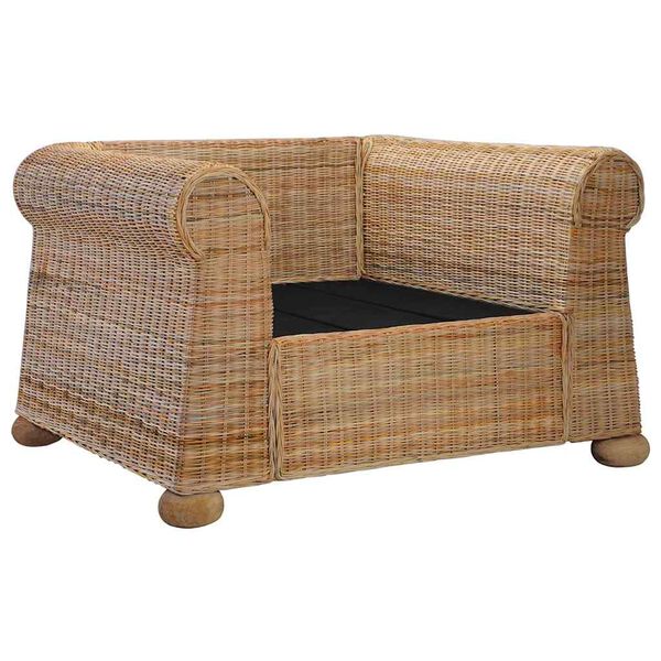 vidaXL Sessel mit Kissen Natur Rattan