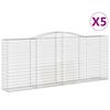 vidaXL Gabionen mit Hochbogen 5 Stk. 400x50x160/180cm Verzinktes Eisen