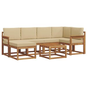 vidaXL Outdoor-Sofagarnitur mit Kissen 7 pcs Natur und Beige