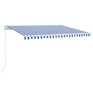 vidaXL Markise Manuell Einziehbar mit LED 400x300 cm Blau und Wei&szlig;