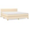 vidaXL Boxspringbett mit Matratze Creme 180x200 cm Stoff