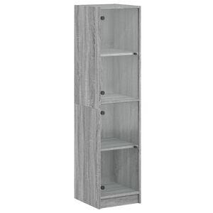 vidaXL Highboard mit Glast&uuml;ren Grau Sonoma 35x37x142 cm