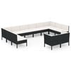 vidaXL 12-tlg. Garten-Lounge-Set mit Auflagen Poly Rattan Schwarz