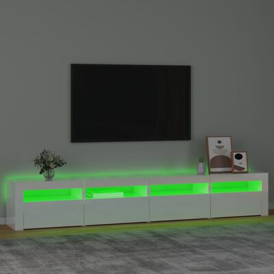 vidaXL TV-Schrank mit LED-Leuchten Hochglanz-Weiß 240x35x40 cm