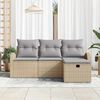 vidaXL Gartensofa-set mit Kissen mit Speicher 4 pcs Beige Poly-Rattan