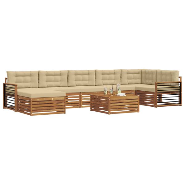 vidaXL Sofagarnituren 8 pcs Natur und Beige Massivholz Akazie
