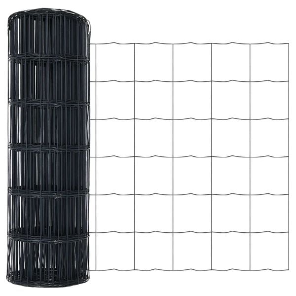 vidaXL Eurozaun Grau 0,4 x 50 m PVC-beschichtetes Eisen