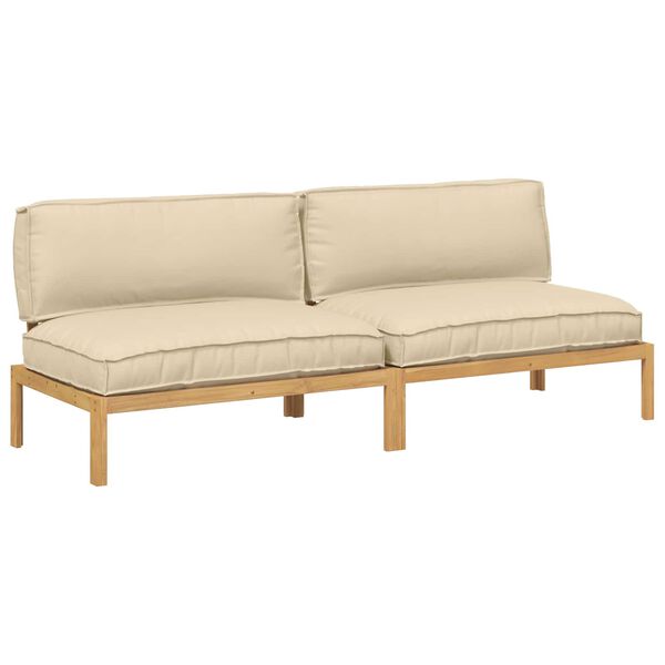 vidaXL Sofa Set mit Kissen Beige 240 x 92 x 69 cm Massivholz Akazie