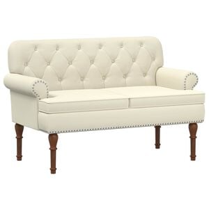 vidaXL Zweisitzer mit Knopfheftung Creme 120 x 65 x 77 cm Kunstleder