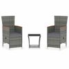 vidaXL 3-tlg. Garten-Lounge-Set mit Kissen Poly Rattan Grau