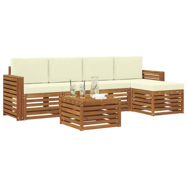 vidaXL Sofagarnituren 6 pcs Natur und Creme Massivholz Akazie