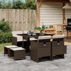 vidaXL 9-tlg. Garten-Essgruppe mit Kissen Braun Poly Rattan