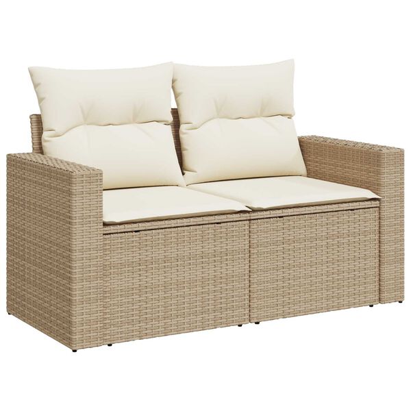 vidaXL Gartensofa-set mit Kissen 13 pcs Beige und Creme Poly-Rattan