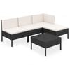 vidaXL 5-tlg. Garten-Lounge-Set mit Auflagen Poly Rattan Schwarz
