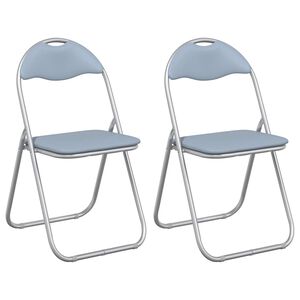 vidaXL Klappstuhl 2 stk. Kunstleder Grau 48 x 43,5 x 81 cm