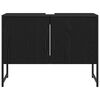 vidaXL Badezimmerm&ouml;bel-Set mit Regal 3 pcs Schwarz Holzwerkstoff
