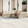 vidaXL 11-tlg. Garten-Sofagarnitur mit Kissen Beige Poly Rattan