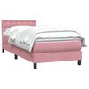 vidaXL Boxspringbett mit Matratze Rosa 90x220 cm Samt