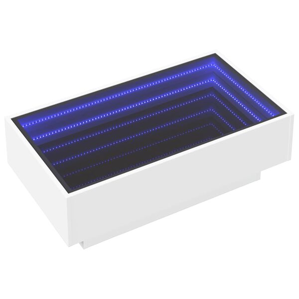vidaXL LED-Couchtisch Wei&szlig; 90x50x30 cm Holzwerkstoff