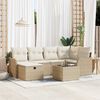vidaXL Garten-Sofa-Set mit Kissen mit Speicher 7 pcs Beige Poly Rattan