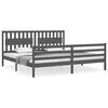 vidaXL Massivholzbett mit Kopfteil Grau 200x200 cm