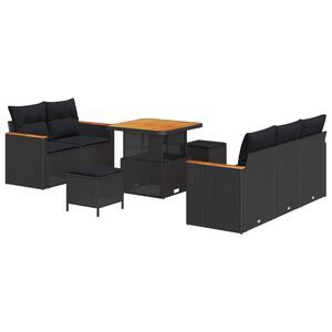 vidaXL Gartensofa-set 10 Stk. 7-Sitzanzahl Schwarz Poly-Rattan