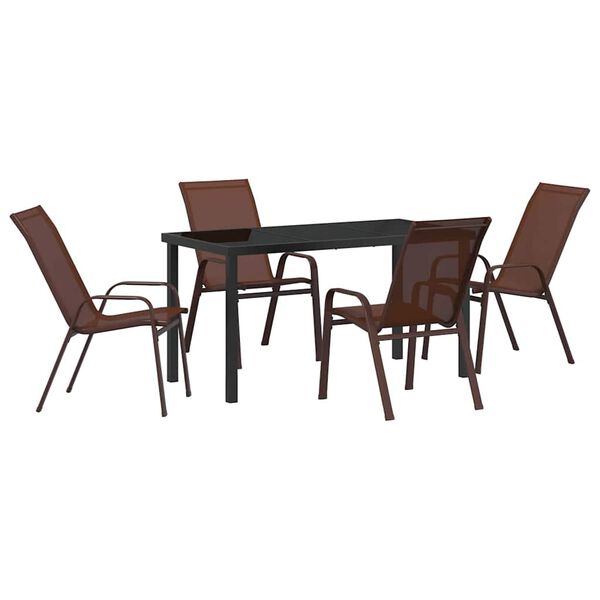 vidaXL Garten Essgruppe 5 pcs Braun und Schwarz