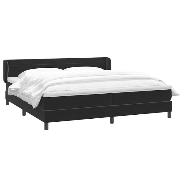 vidaXL Boxspringbett mit Matratzen Schwarz 180x220 cm Samt