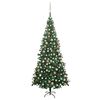 vidaXL K&uuml;nstlicher Weihnachtsbaum mit Beleuchtung Kugeln L 240 cm Gr&uuml;n
