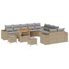 vidaXL Gartensofa-set mit Kissen 13 pcs Beige und Hellgrau Poly-Rattan