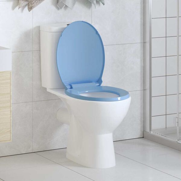 vidaXL Toilettensitz mit Absenkautomatik Quick-Release Blau Oval