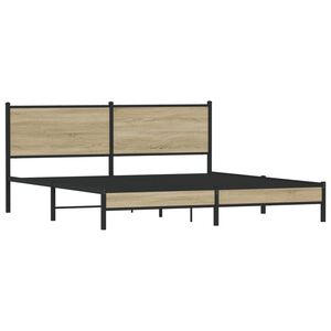 vidaXL Metallbett ohne Matratze Sonoma-Eiche 180x200 cm