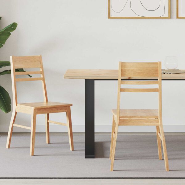 vidaXL Esszimmerst&uuml;hle 2 pcs Natur 43 x 54 x 89 cm Massives Gummiholz