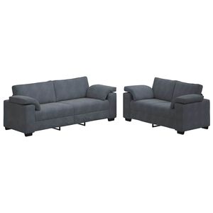 vidaXL 2-teiliges Sofa-Set mit Kissen, dunkelgrauer Samt