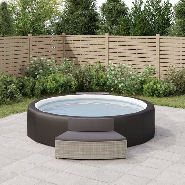 vidaXL Whirlpool-B&auml;nke mit Auflagen 2 Stk. Grau Poly Rattan
