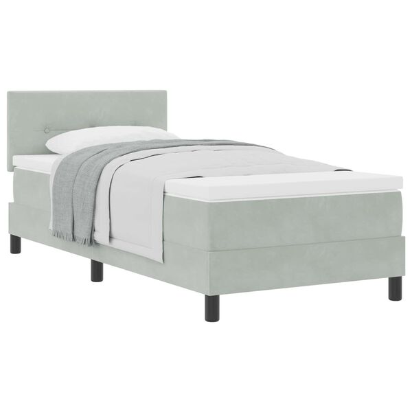 vidaXL Boxspringbett mit Matratze Hellgrau 100 x 200 cm Samt
