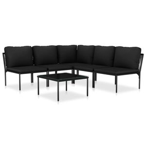vidaXL 6-tlg. Garten-Lounge-Set mit Auflagen Schwarz PVC