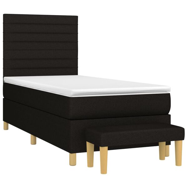 vidaXL Boxspringbett mit Matratze Schwarz 90x200 cm Stoff