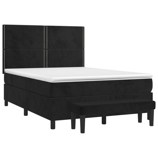 vidaXL Boxspringbett mit Matratze Schwarz 140x190 cm Samt