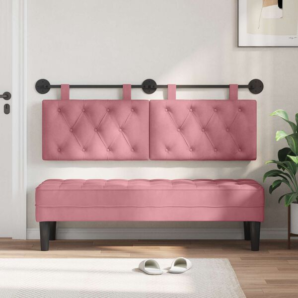 vidaXL H&auml;ngevorderseite Wandmontiert Rosa 130 x 55 x 7 cm Samt