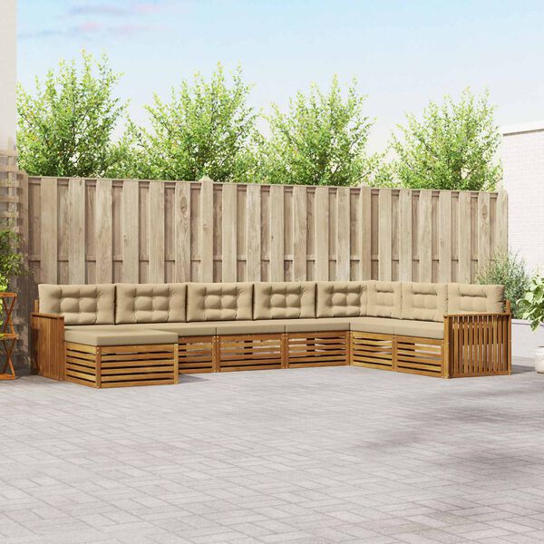 vidaXL Sofagarnituren 8 pcs Natur und Beige Massivholz Akazie