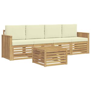 vidaXL Outdoor-Sofagarnitur 5 stk. Wei&szlig; und Creme Polyester
